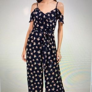 Esme Ruffle Mock Tie Waist Jumpsuit